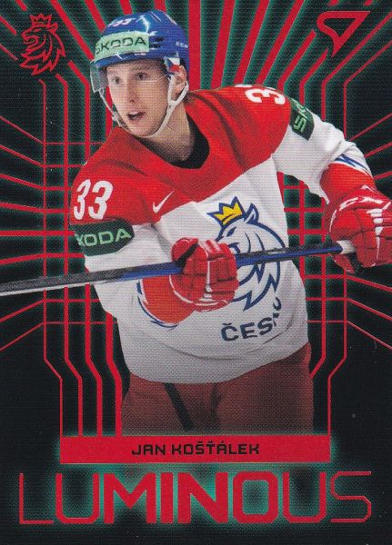 insert karta JAN KOŠŤÁLEK 23-24 SZ Hokejové Česko Luminous Red číslo LS-10